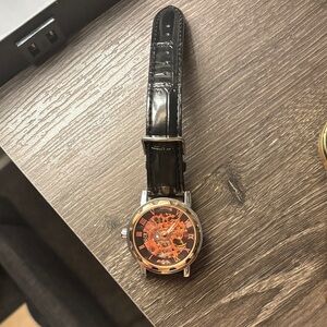 Black and Orange Skeleton Watch